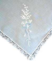 Wedding Bells Handkerchief - Blue & White