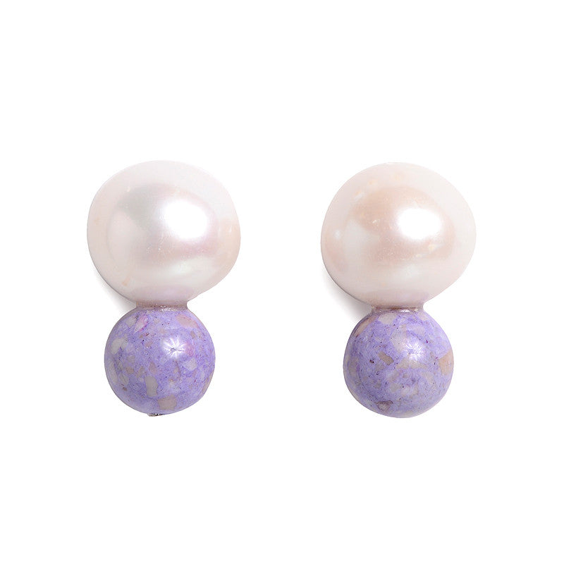 Big Pearl, Little Lilac Earrings
