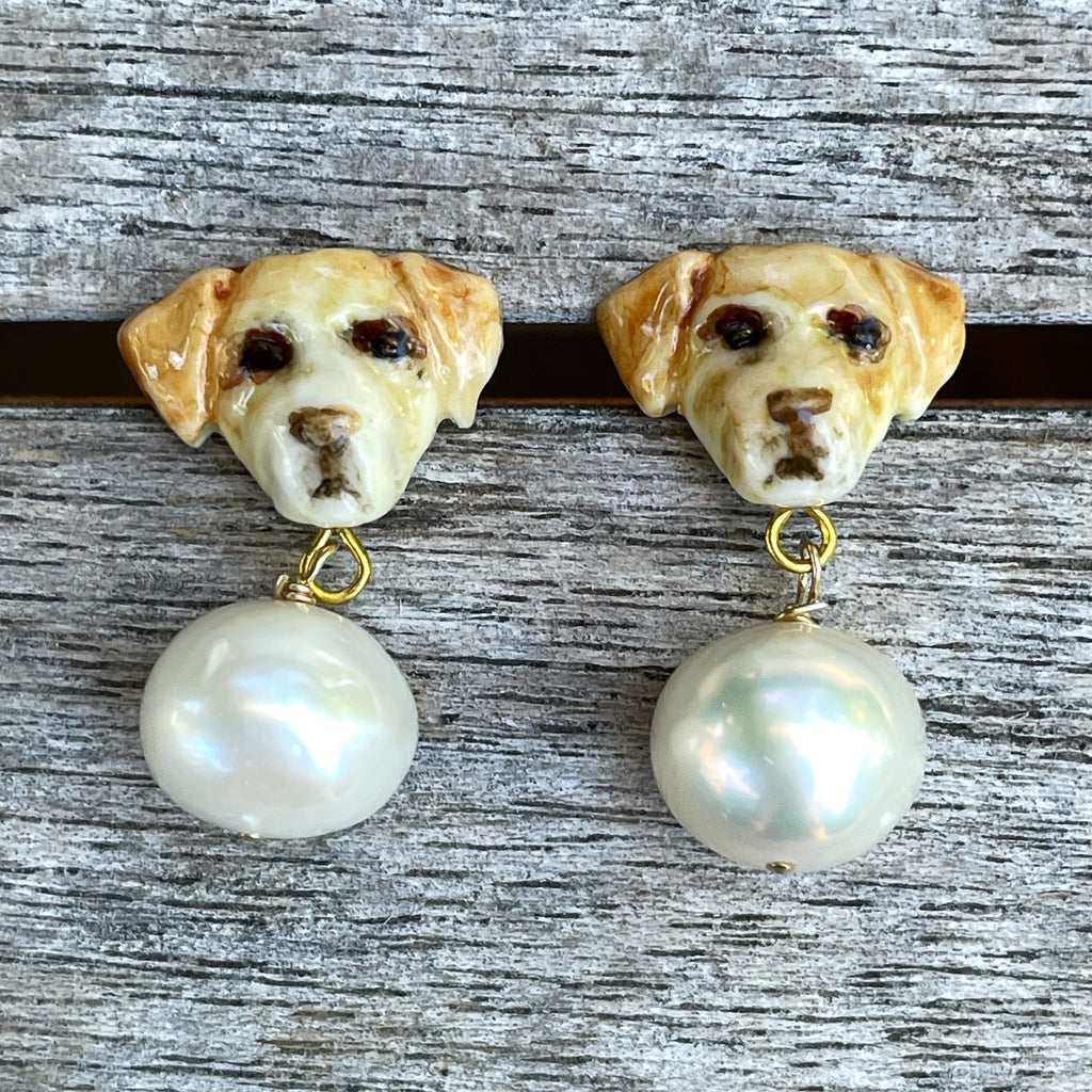 Yellow Labrador Drop Earrings