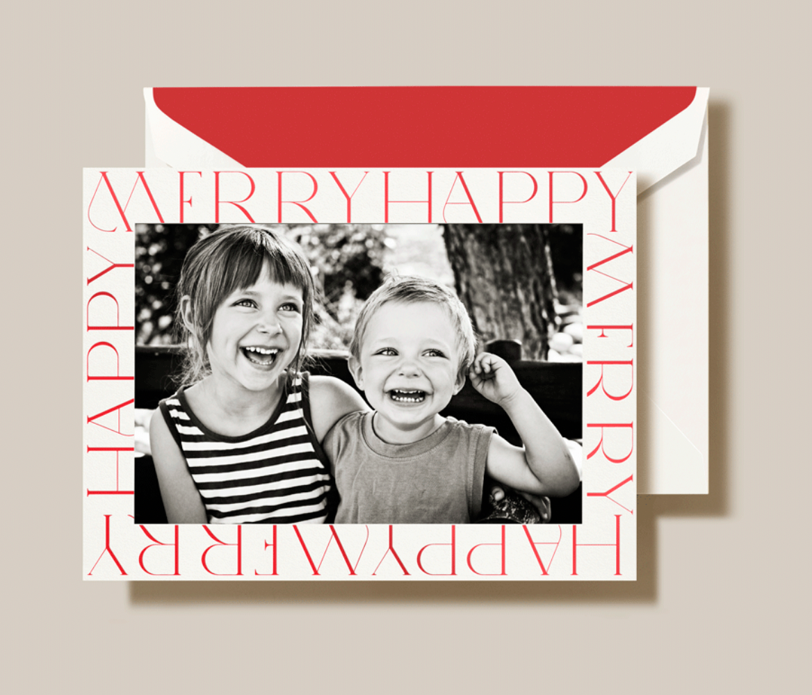 Merry Happy Photo Mount Holiday Greeting Card