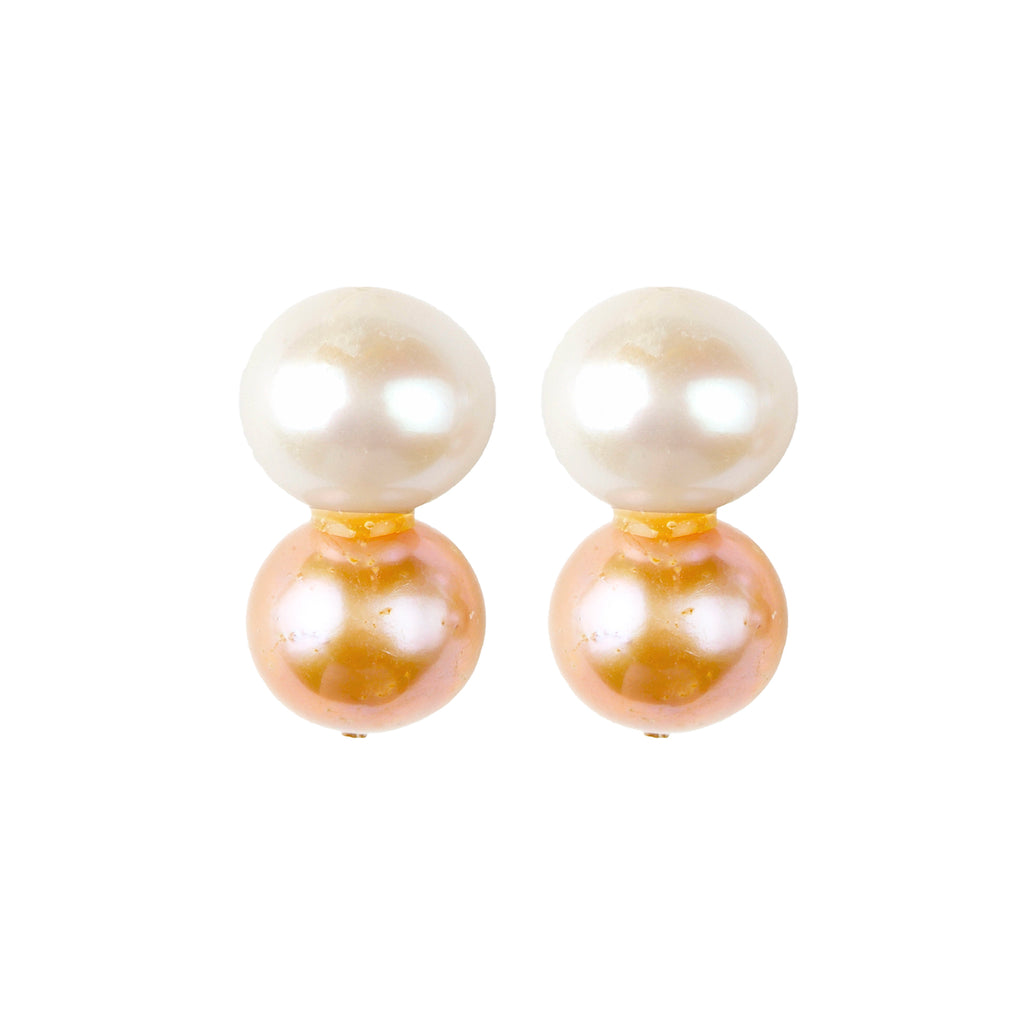 Big Pearl, Little Champagne Pearl Stud Earrings