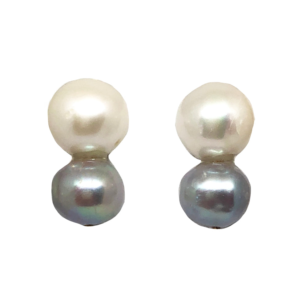 Big Pearl, Little Gray Pearl Stud Earrings
