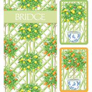 Bridge Card Deck & Score Pad Set - Citrus Topiaries